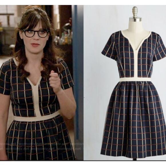 ModCloth Pertinent Pacing Dress Check Flare Small - Picture 2 of 9